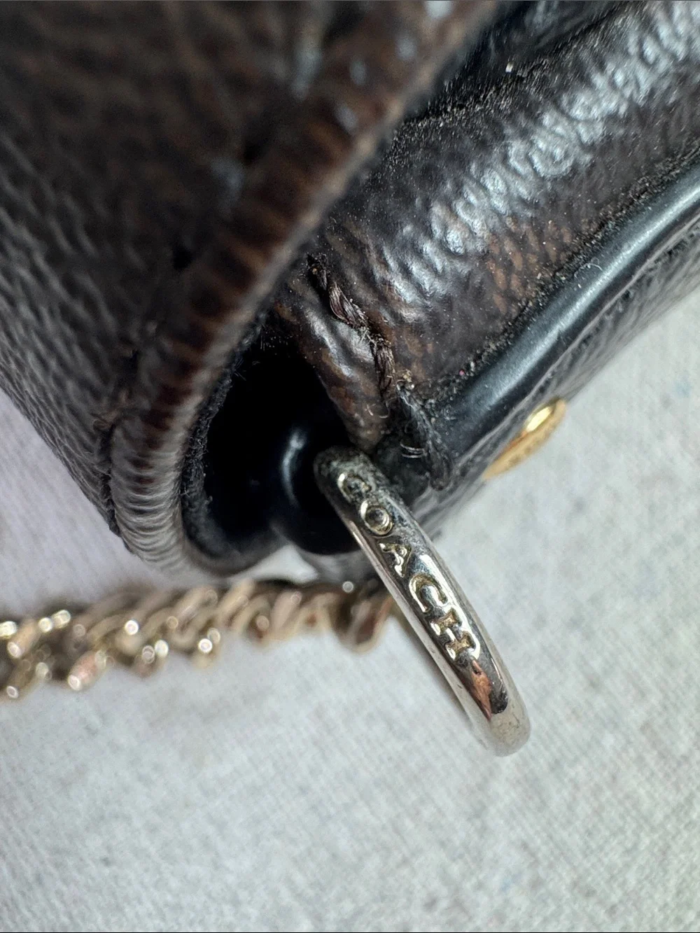 Coach Brown Signature Ruby Mini Crossbody with Gold Hardware bag.